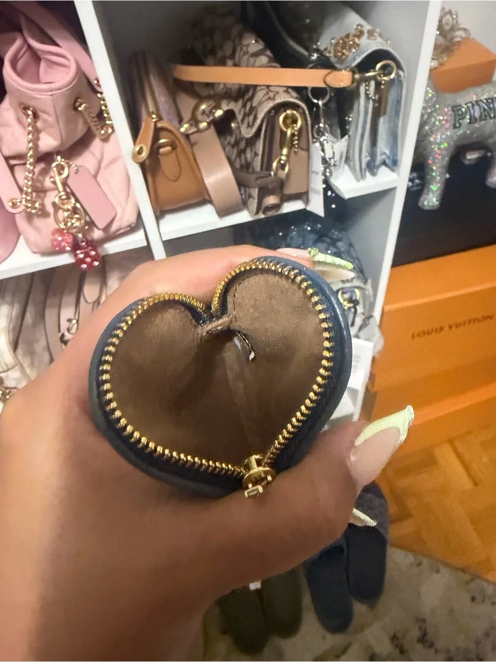Coach Denim Heart Coin Pouch in Light and Medium Blue
